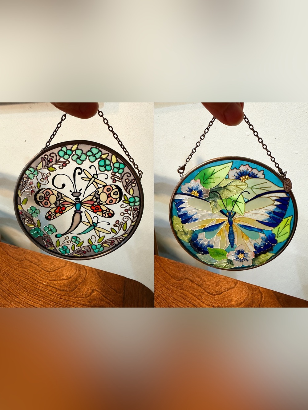 Handcrafted Stained Glass Butterfly Suncatcher - Blue & Green